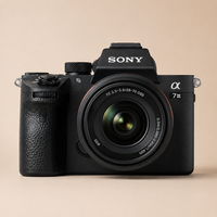 Mirrorless camera on a neutral background